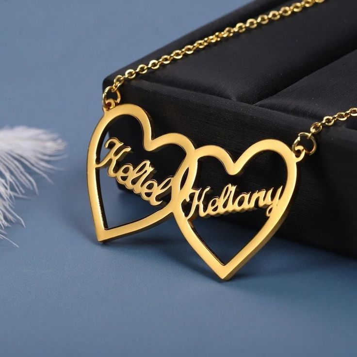 2 Hearts Elegant Name Necklace