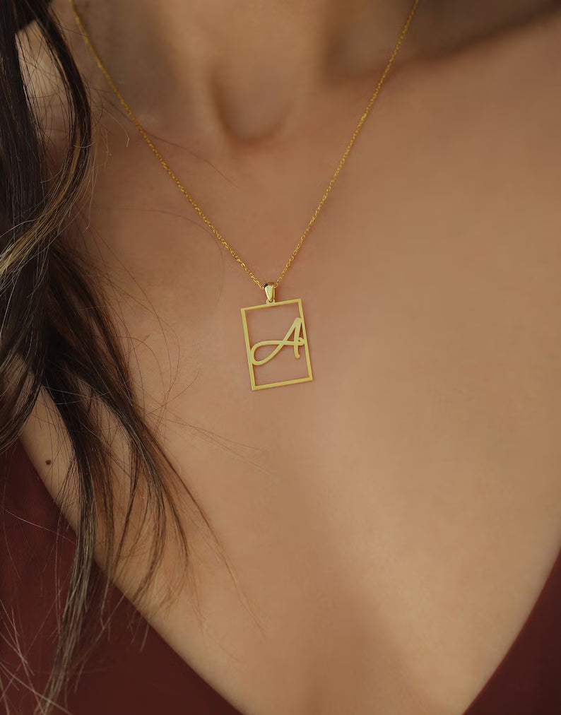Minimal Rectangle Initial Necklace