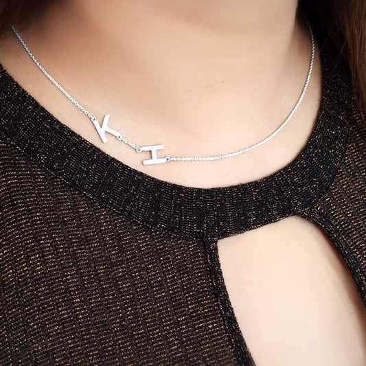 Customized Sideway Necklace with 2 Initials