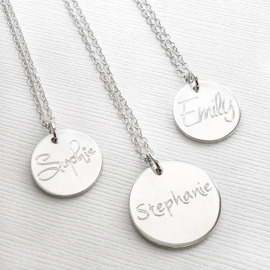 Personalized Round Disc Necklace with Engraving
