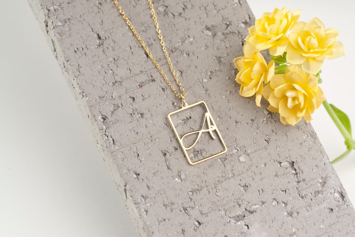 Minimal Rectangle Initial Necklace