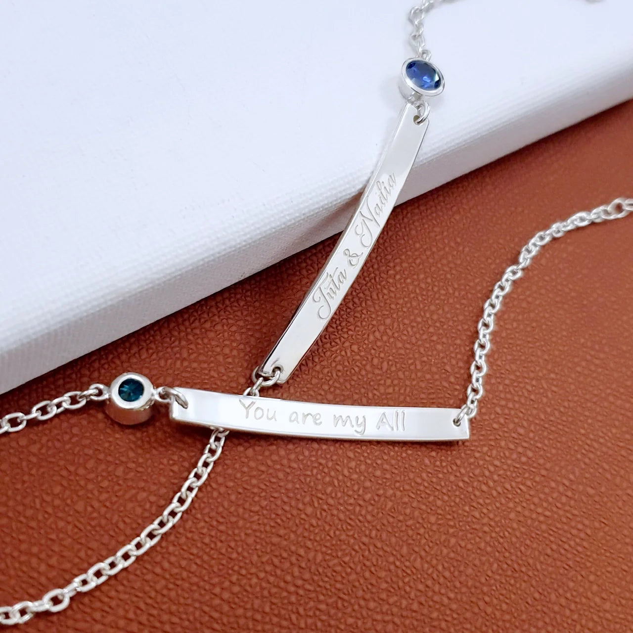 Customised Bar Bracelet with Color Stone