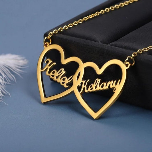 2 Hearts Elegant Name Necklace