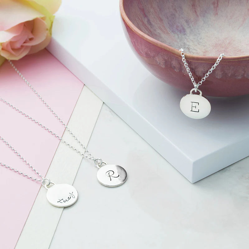 Personalized Round Disc Necklace with Engraving