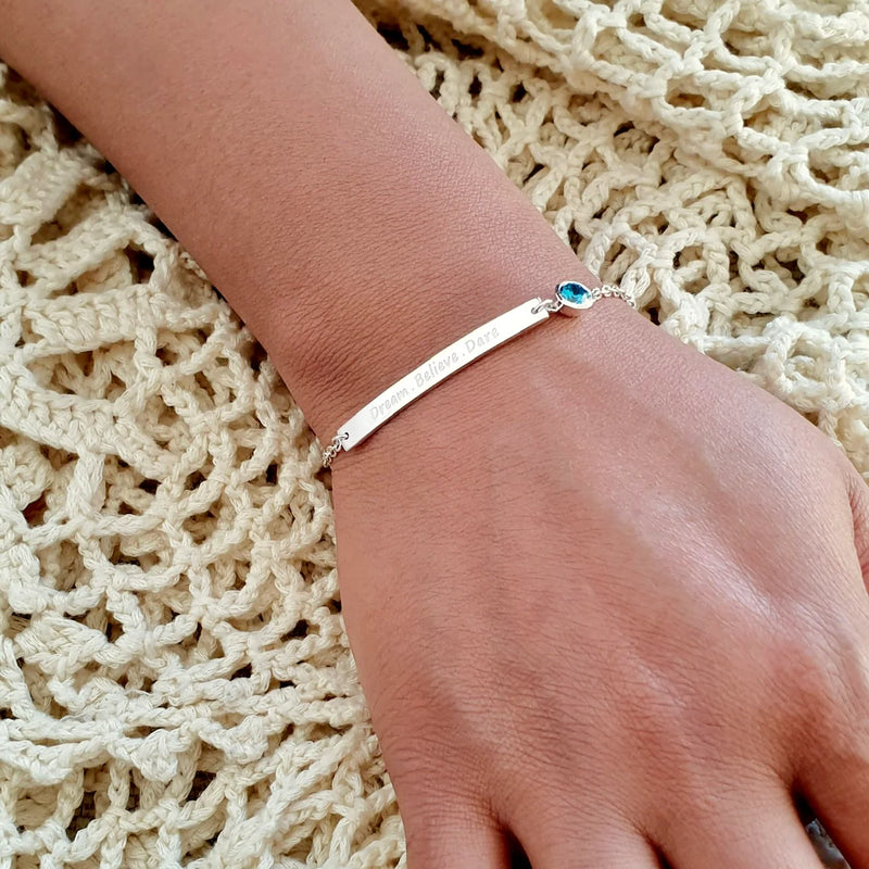 Customised Bar Bracelet with Color Stone