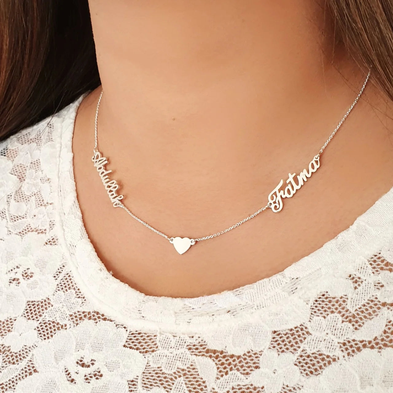 Personalized Necklace with Heart & 2 Names