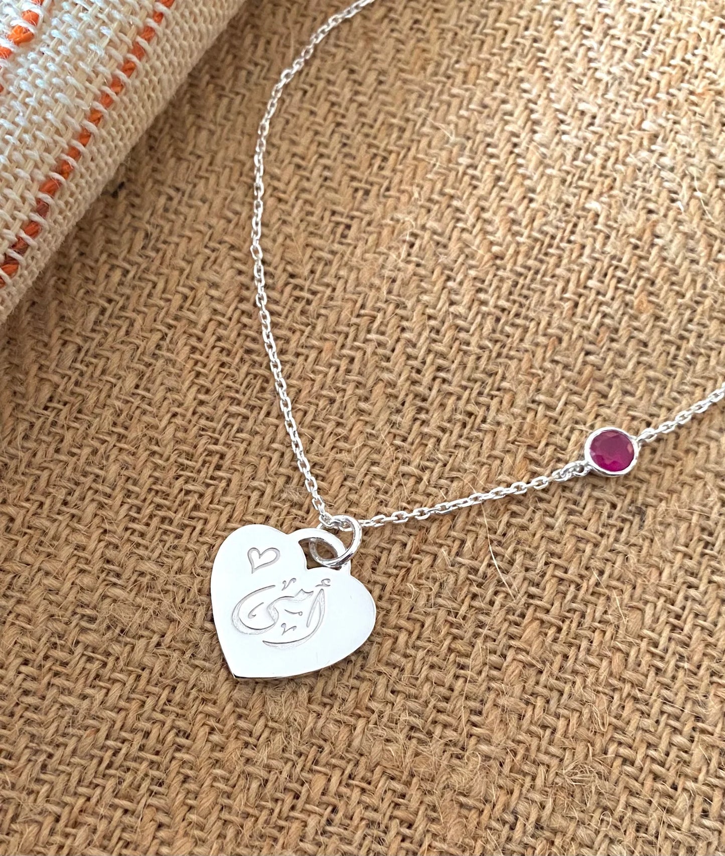 Heart Necklace with Colored Stone for Mothers