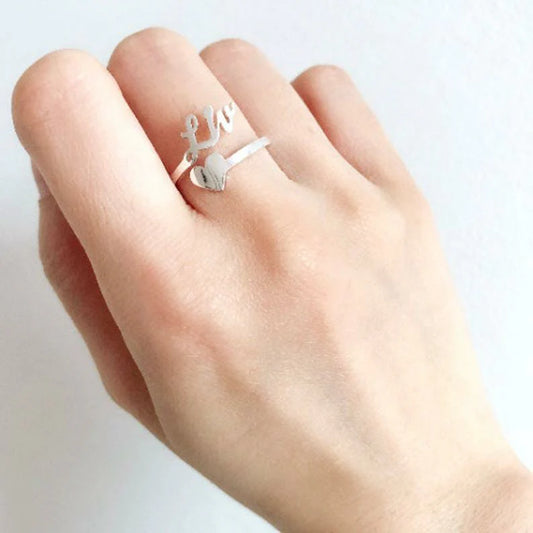 Personalized Name Ring with Heart