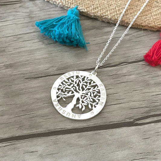 Family Tree Necklace with Family Names