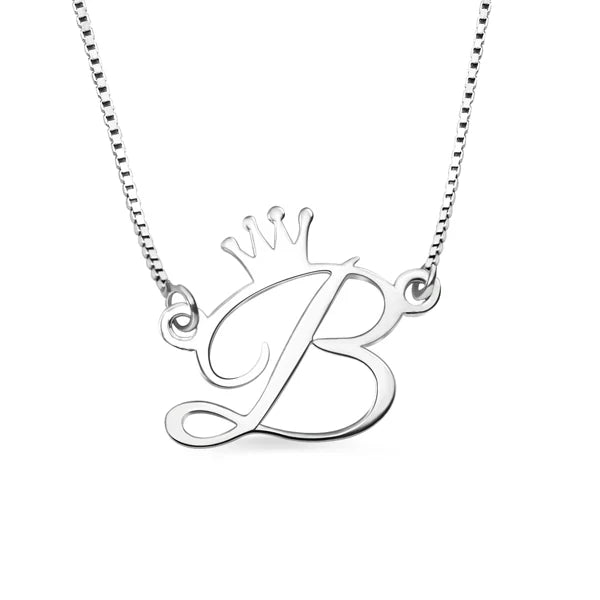 Customized Initial Necklace With Crown