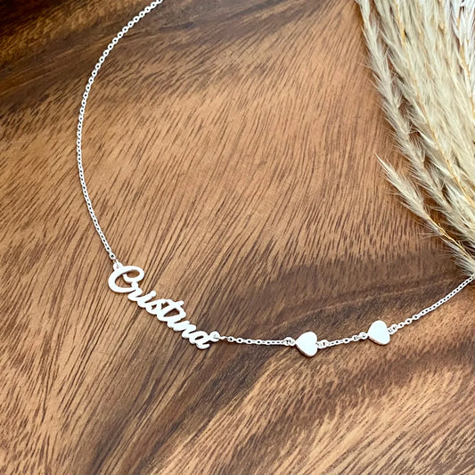 Name Necklace with Hearts