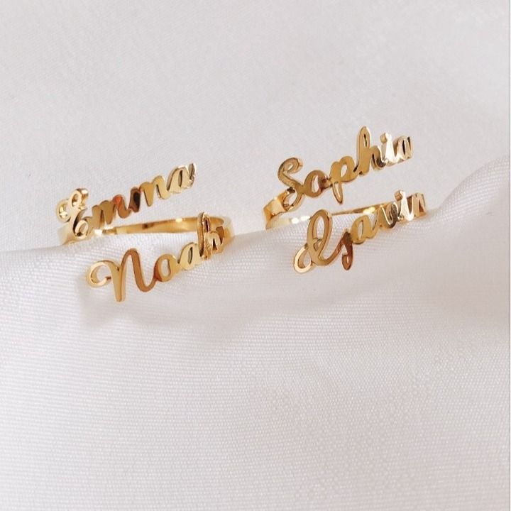 Silver Double Name Ring, Two Name Ring, Personalized Ring