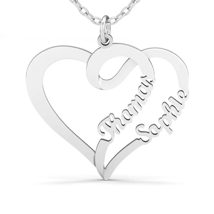 Personalized Heart Necklace with 2 Names