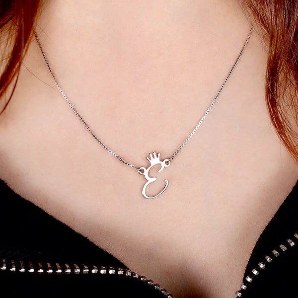 Customized Initial Necklace With Crown