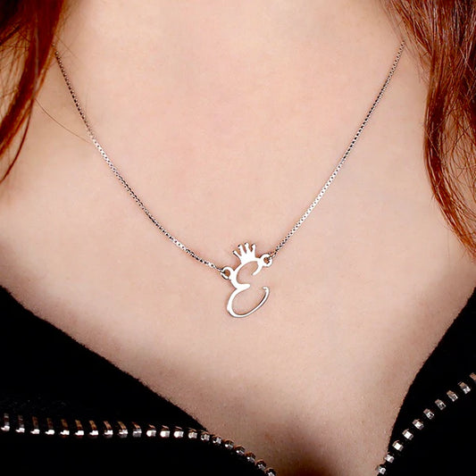 Customized Initial Necklace With Crown