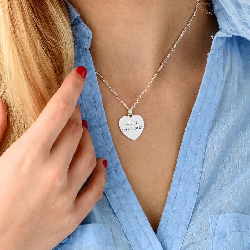 Personalized Heart Necklace With Engraved Name