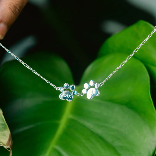 Bracelet with 2 Paw Shaped Charms with Names