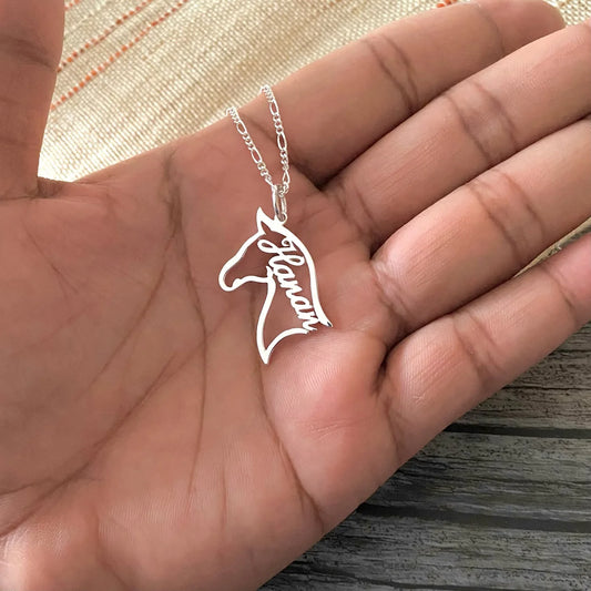 Horse Design Necklace with Name