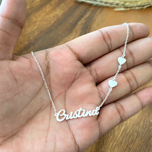 Name Necklace with Hearts
