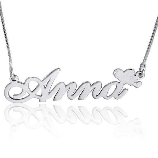 Name Necklace with 3 Small Hearts