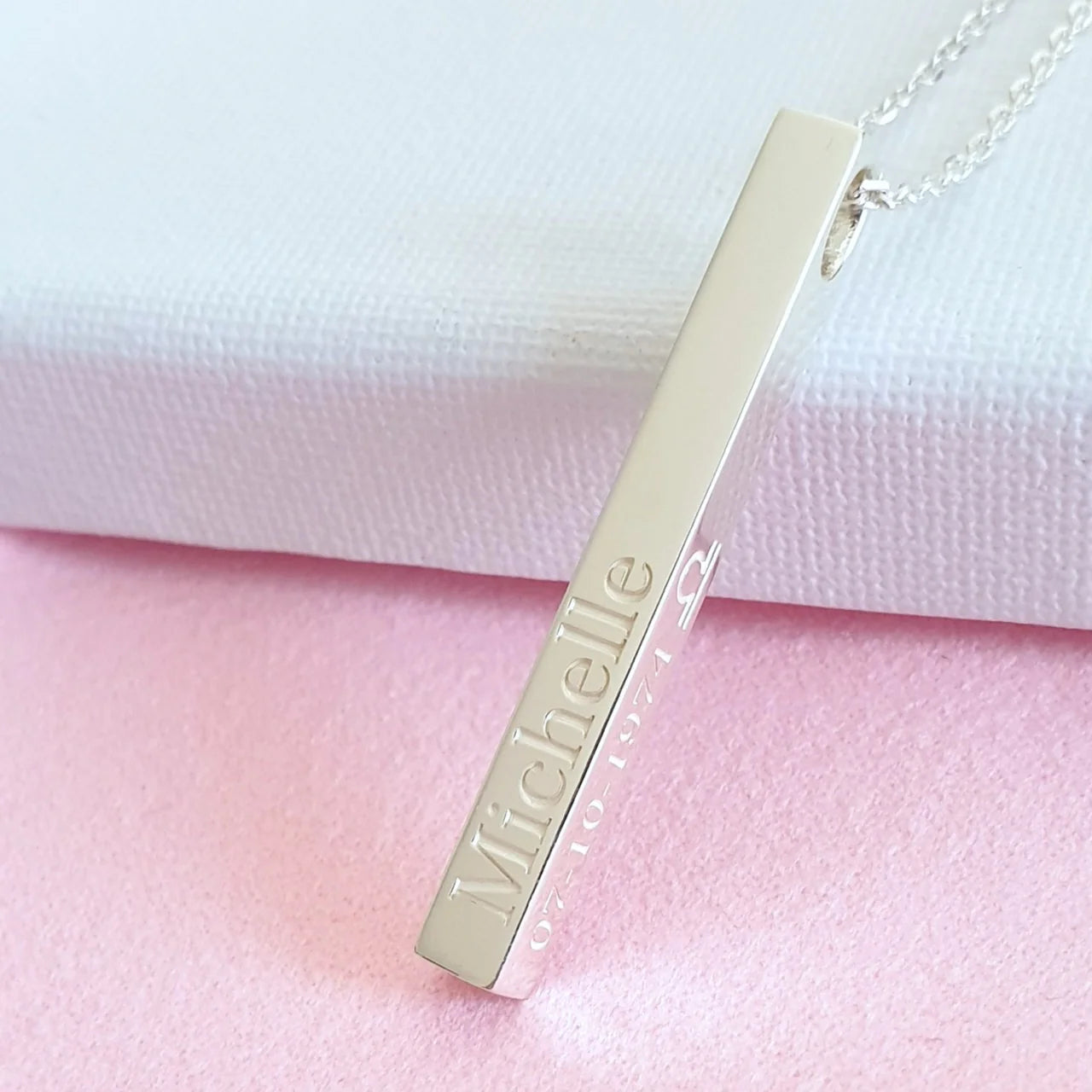 Personalized Square Bar Necklace with Engraving
