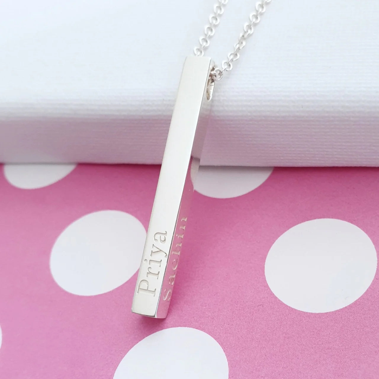 Personalized Square Bar Necklace with Engraving