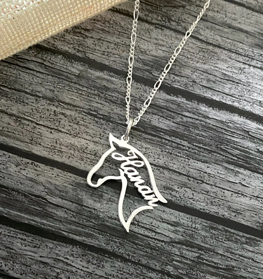Horse Design Necklace with Name