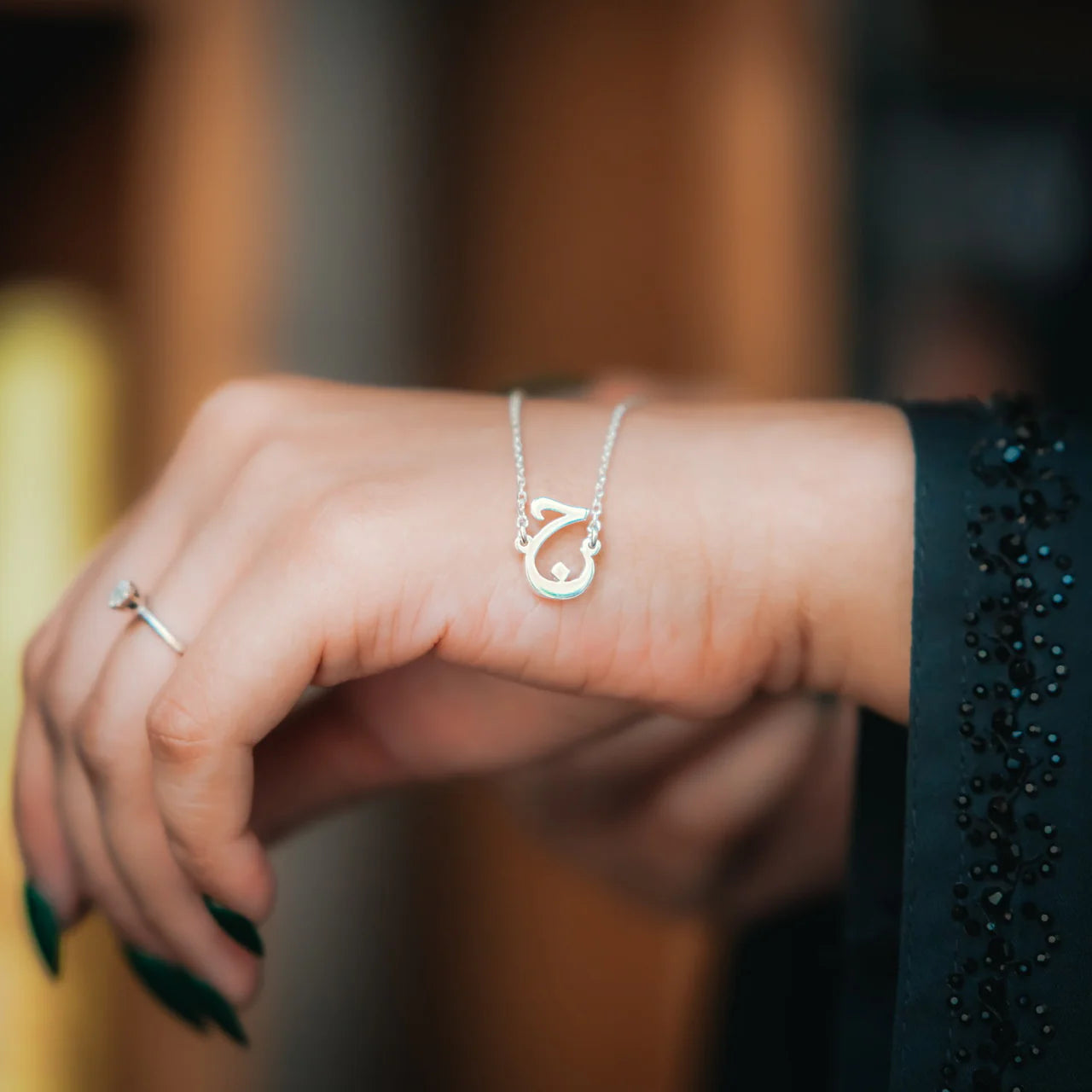 Customised Sideway Arabic Initials Necklace