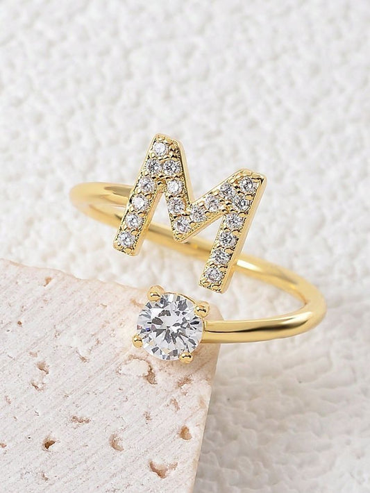 Luxury Name Initial Ring with Stones