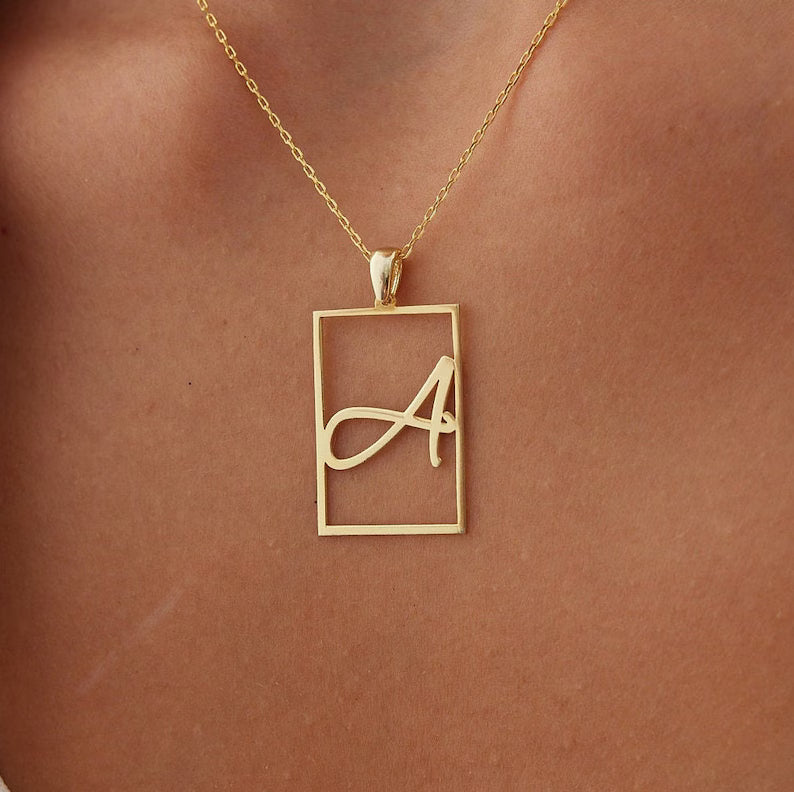 Minimal Rectangle Initial Necklace