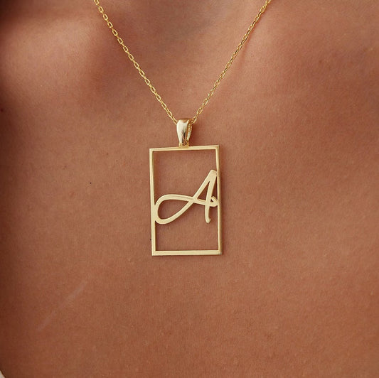 Minimal Rectangle Initial Necklace