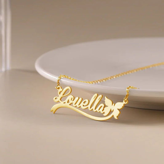 Name with Elegant Butterfly - Necklace