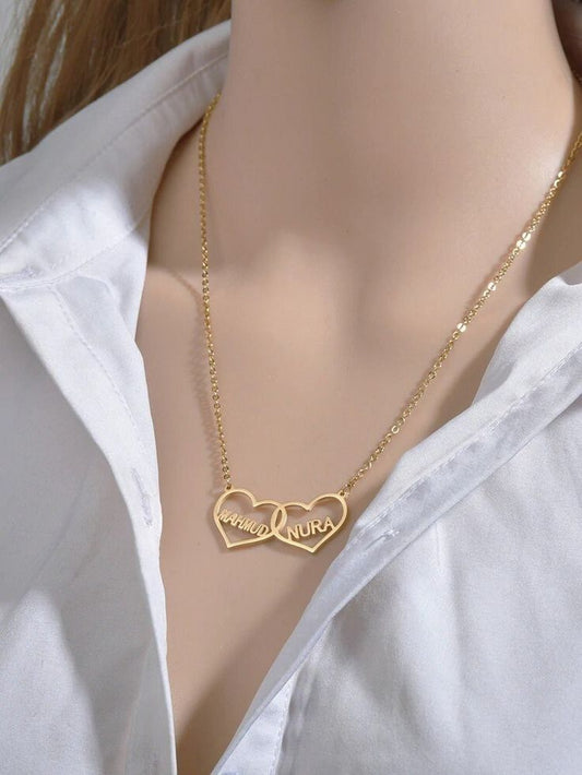 2 Hearts Elegant Name Necklace