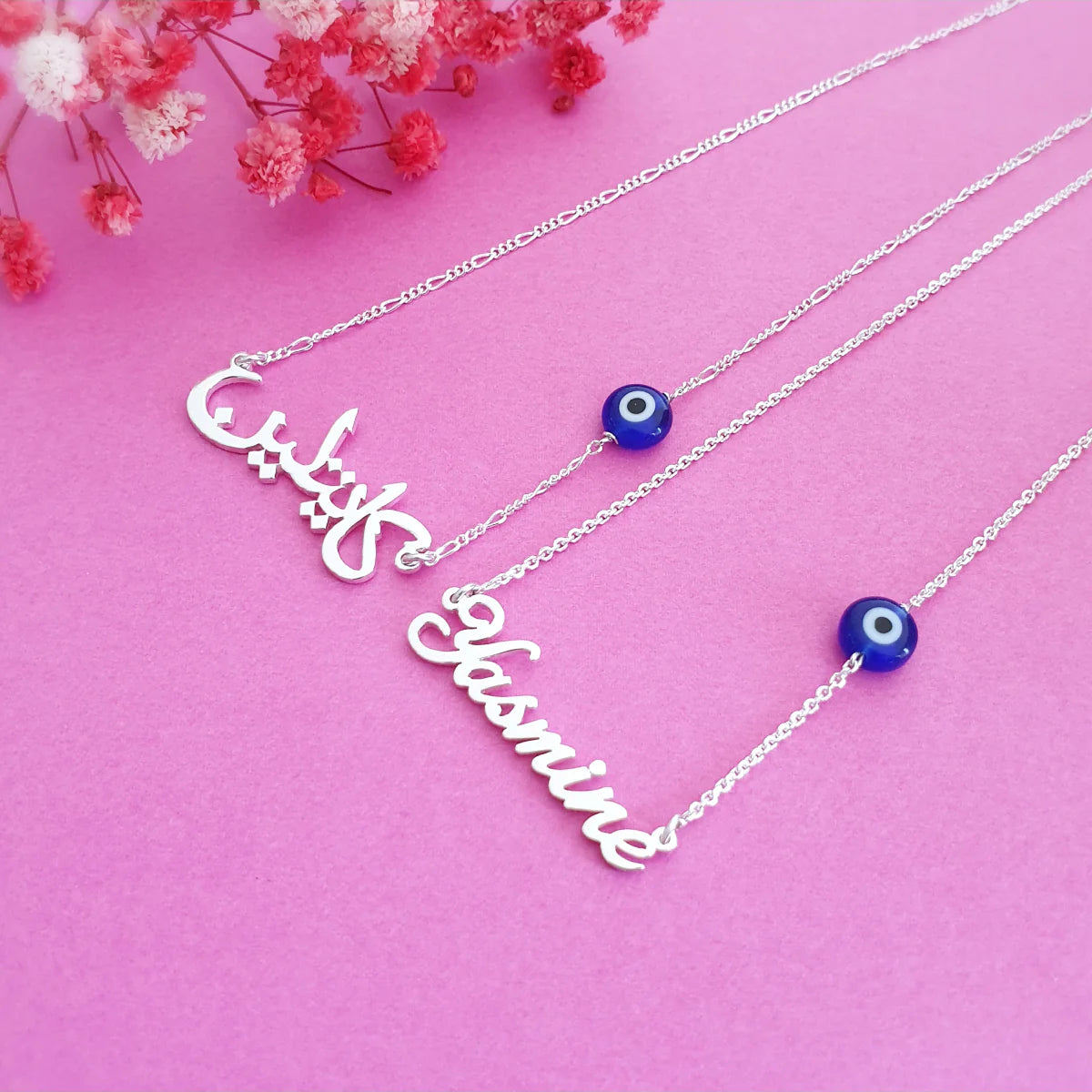 Customized Name Necklace with Blue Eye