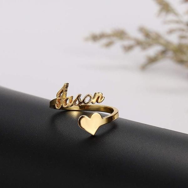 Personalized Name Ring with Heart