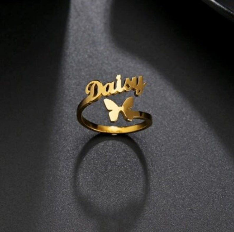 Name with Cute Butterfly Ring